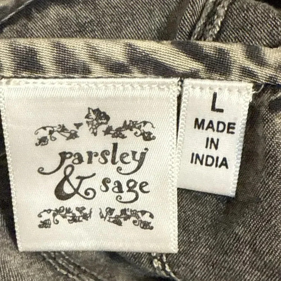 Parsley & Sage 3/4 Sleeve Gray Floral Embroidered Distressed VTG Wash Cardigan - Picture 4 of 11